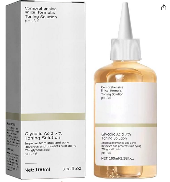Glycolic Acid 7% Toner,Glycolic Sour 7% Toning,KeepThe Skin Moist,Exfoliate, Exfoliating Serum for Face,Hydrates and Reduces Skin Blemishes (100ml)